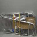 Drive Medical Two-Button Folding Walker w/ Wheels - Lightweight Rolling Mobility Support - Desk Arms - Adjustable Height - Dual Push-Button Operation - 5 Inch Front Wheels - Durable Aluminum - Silver