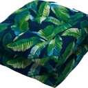 Magpie Fabrics 19"x19" Tufted Seat Cushion 2 Pack, U-Shaped Patio Cushions with Ties, Outdoor/Indoor Chair Pads Waterproof for Dining Garden Balcony Office -Green Lagoon Leaves