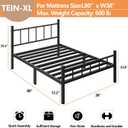 zizin Twin-XL Size Metal Bed Frame with Headboard & Footboard 14 Inch Metal Platform Mattress Foundation Support with Steel Slat, Under Bed Storage, No Box Spring Needed
