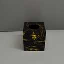 Black and Gold Marble Tissue Box Cover for Kleenex Box, Modern Elegant Tissue Box Holder with Lock for Bathroom, Bedroom, and Living Room, Square Shape Toilet Tissue Holder Organizer (Black and Gold Square)