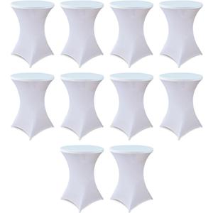 HAORUI 10 Pack Spandex Cocktail Table Covers, Fitted Round Highboy Stretch Table Cloths for Party, Bar, Wedding, Birthday, Banquet (White, Fit for 30-32" Diameter x 42" Height Tables)