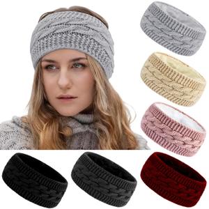 TOBATOBA 6 Pack Winter Headbands for Women Fuzzy Fleece Lined Ear Warmers Headband Thick Knit Ear Muffs for Winter Accessories Ear Covers Cold Weather Christmas Gift Stocking Stuffers for Women