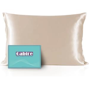 Gabire Mulberry Silk Pillowcase for Hair and Skin Prevent Acne Pillowcase Both Sides Real Silk Pillowcases Organic Silk Pillow case with Hidden Zipper, Champagne, Standard (20"×26")