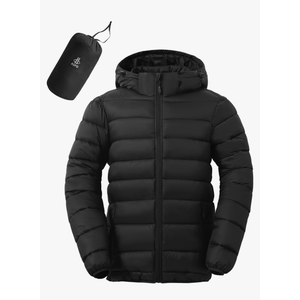 ASPO Men's Packable Puffer Jackets Winter Lightweight Detachable Hood Water-Resistant Down Coats Warm Insulated Hiking Travel, XL