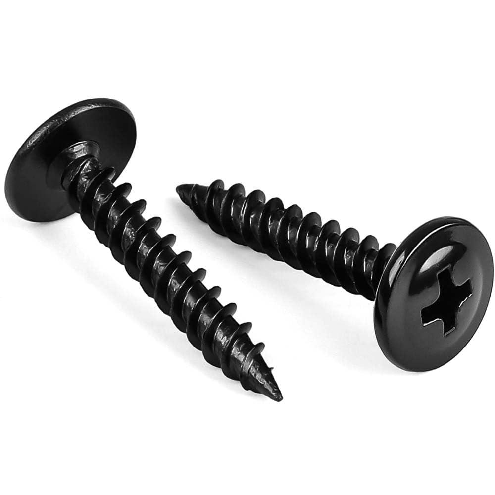 MewuDecor #10 x 1-1/4" Wood Screws Truss Head Fast Self Tapping Screws, Black Finish, Alloy Steel, 100 PCS