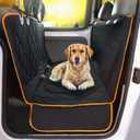 Doggie World Dog Car Seat Cover for Back Seat for XL Cars, SUVs & Trucks - Durable Car Cover Protector for Dogs, Nonslip Backseat Dog Hammock, Waterproof Scratchproof Protection Against Dirt, Pet Fur (Orange)