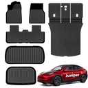 AUXKO All Weather Floor Mats for 2025 2026 New Tesla Model Y Juniper Cargo Mat with Backrest Mat & Front Trunk Liner & Rear Cargo Mat Car Full Set TPE Liners Accessories Guard Odorless Anti-Slip Mats