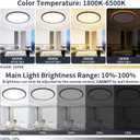 19 Inch Flush Mount Ceiling Light with Night Light, 45W 4500LM, Dimmable LED Ceiling Lights Fixture with Remote Control, 3000K/4000K/6500K Selectable, Slim Bright Bedroom Light Fixture, Round Black