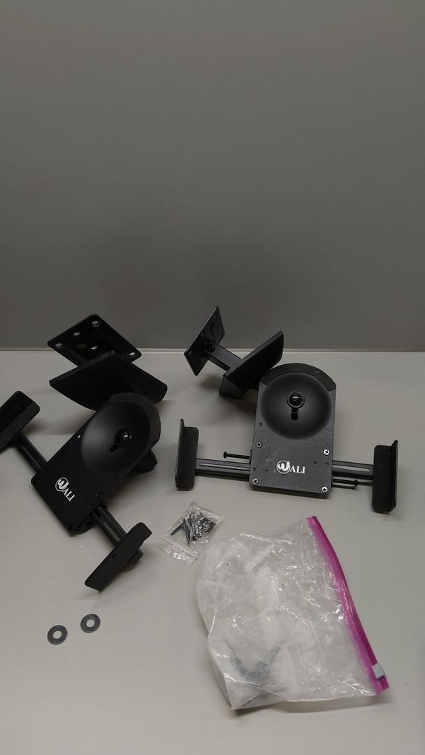 WALI Speaker Wall Mounts, Dual Side Clamping Bookshelf Mounting Bracket for Large Surrounding Sound Speakers, Hold up to 66 lbs. (SWM201XL), 1 Pair, Black