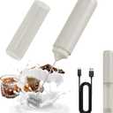 CIRCLE JOY Portable Rechargeable Milk Frother Hanheld, Dual Spring Whisk Electric Coffee Frother Wand Drink Mixer for Matcha Lattes Cappuccino, Kitchen Gifts, Beige