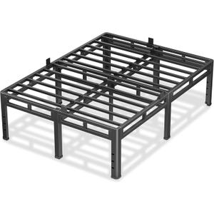 NKZ 24 Inch Queen Size Bed Frame, Metal Bed Frame & Box Spring 2 in 1 Platform with Round Corner Legs, 4000Lbs Heavy Duty Metal Frame, Mattress Slide Stopper, Headboard Hole, Noise-Free, Easy Assembly