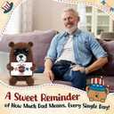 Best Dad Ever Gifts - Handmade Positive Crochet Animals Bear with Card - Fathers Day Birthday Gifts for Dad from Daughter Son, Funny Bear Gift for Dads, Stepdad Father Gift, Table Desk Decor (Brown - Patriotic Dad)