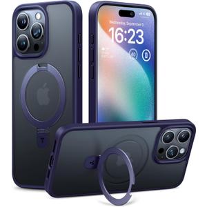 TORRAS Ultra Magnetic Ostand for iPhone 15 Pro Case [Fit for MagSafe] [Sturdy Stand & Ring Holder] Mil-Grade Shockproof Matte Anti-Scratch Slim Protective Kickstand Phone Case, Purple 6.1"