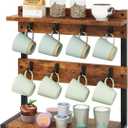IBUYKE Rustic Coffee Mug Holder Stand, 2 Tier Countertop Mug Tree Holder Rack with Storage Base, Vintage Mug Holders for Kitchen, Holds 8 Mugs, Rustic Brown UTBJ002H 