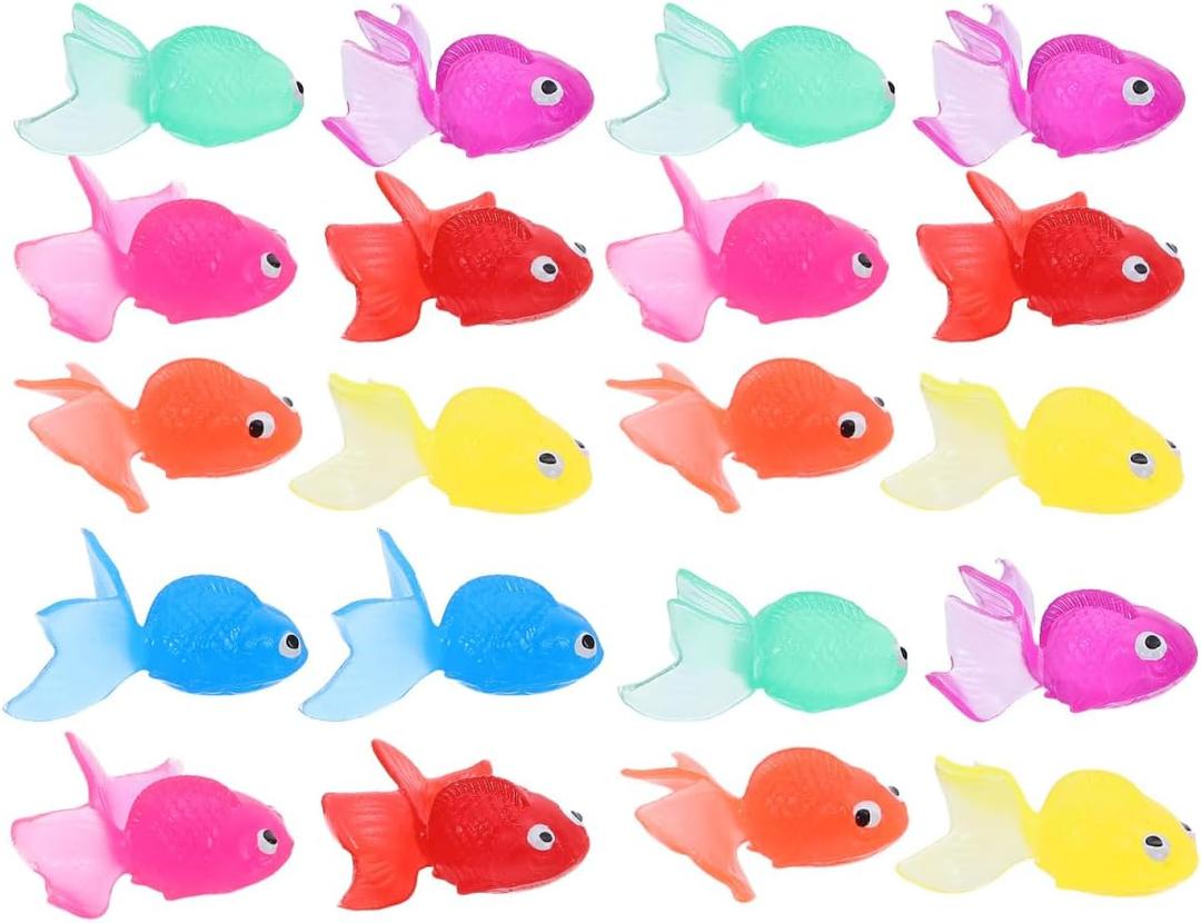 Healifty 20pcs Artificial Goldfishes Rubber Aquarium Floating Fish for Aquarium Fish Tank Decoration Mixed Color 6. 5cm