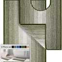 Bathroom Rugs Sets 2 Piece, Toilet Rugs U-Shaped, Contour Bath Mat Set for Toilet Bathroom, Soft Absorbent Chenille Bath Carpet, Quickly Dry, Washable (Sage, 32" x 20" + 24" x 20")