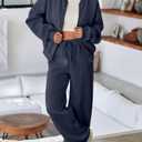 Aleumdr Women's 2 Piece Outfits Sweatsuit Fleece Zip Up Long Sleeve Sweatshirt with Wide Leg Sweatpants Lounge Set, Black, Large