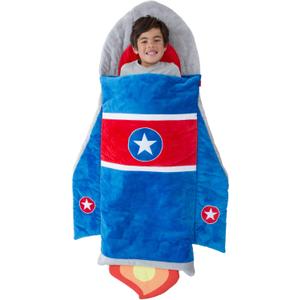 Bixbee Kids Sleeping Bag, Soft Sleepy Sack for Kids & Toddlers | Easy Roll Up Design for Daycare + Naptime, 60 x 22 Inches | Cozy Slumber Bag with Lining | Rocket Sleeping Bag for Boys + Girls
