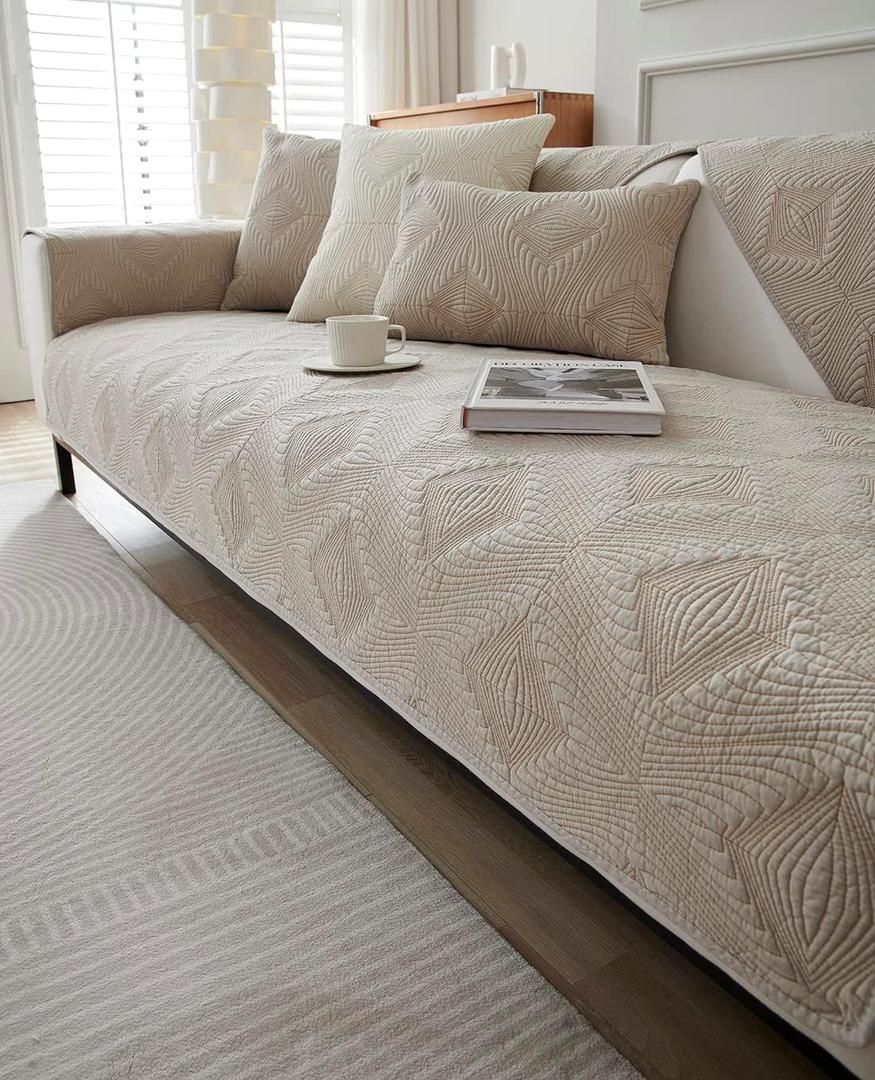 vctops Farmhouse Solid Cotton Sofa Cover for 2 or 3 Cushion Couch Covers Anti-Slip Geometric Quilted Sofa Slipcover for Dogs Cats Pet Love Seat Recliner Armrest Backrest Cover(Coffee,28"x28") vctops Farmhouse Solid Cotton Sofa Cover for 2 or 3 Cushion Couch Covers Anti-Slip Geometric Quilted Sofa Slipcover for Dogs Cats Pet Love Seat Recliner Armrest Backrest Cover(Coffee,28"x28")