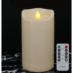 8" x 4" Outdoor Waterproof Flameless Candles with Remote and Timers, Large Pillar Battery Operated Flickering LED Candles for Lanterns, 1000 Hours, Ivory Plastic, Single