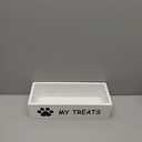 Dog Treat Container for Countertop - Dog Food Storage with 3 Jars - Pet Food Organizer For Puppy - Airtight White Wooden Dog Treat Storage With Lids - Great Gift for Pet Dog Owners