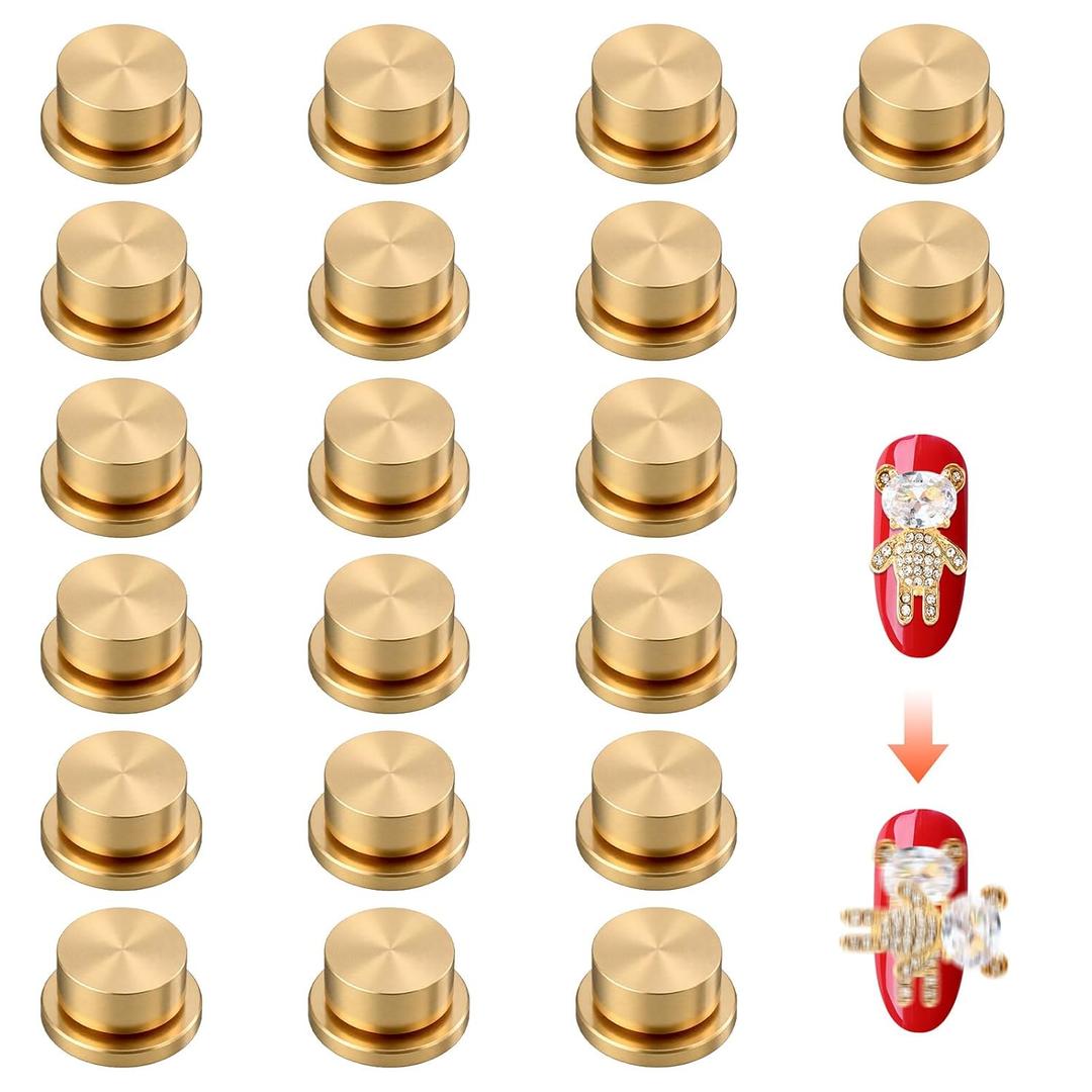 20 Pieces Gold Nail Art Rotating Charm Bearing, 3D Rings Jewelry Rotating Nail Rings for Women Designs DIY Crafting Jewelry Accessories