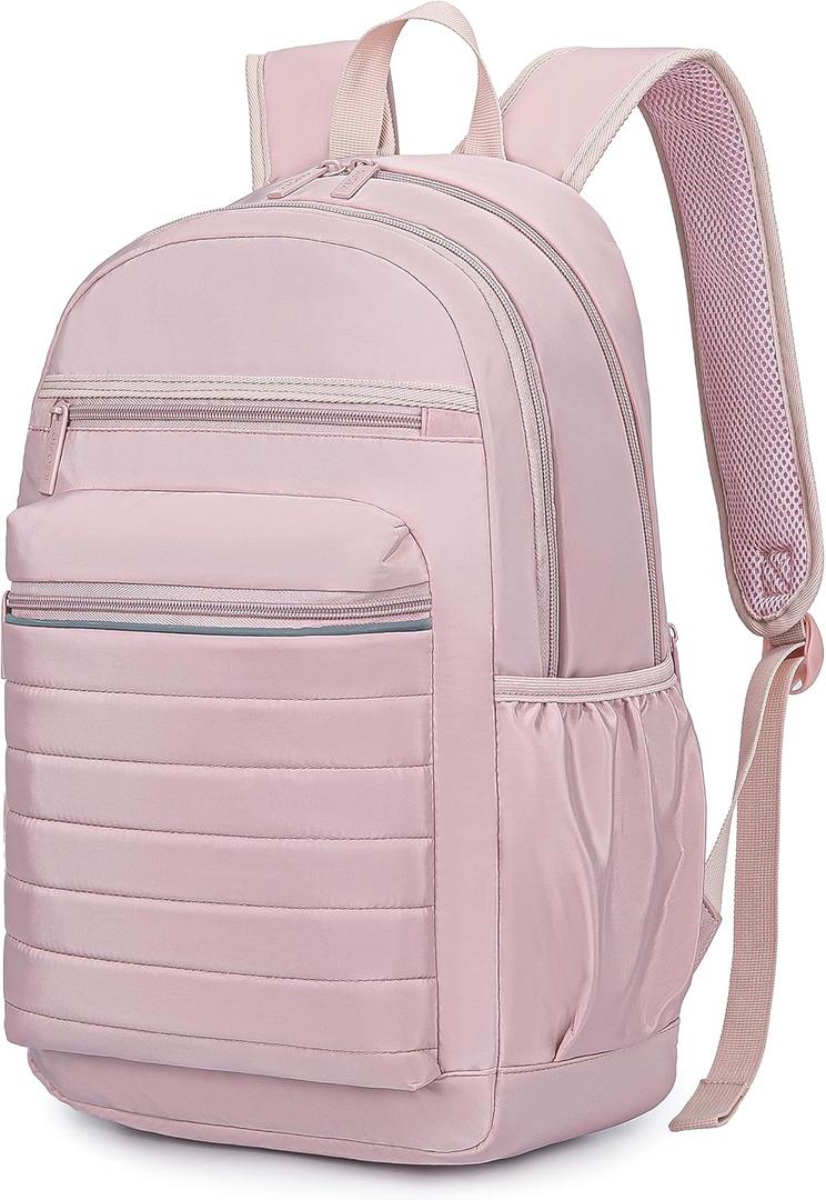 KEOFID Travel Backpack for Women Carry-On, Work Backpack Purse for Women, Anti-Theft Womens backpacks, Casual Back-pack for College (Light Pink) (Large)