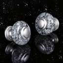 4 Pack Silver Dresser Knobs, 1-3/8 Inch(36mm) Decorative Crystal Cabinet Drawer Knobs, Vintage Round Silver Knobs and Pulls with Two Different Sizes Screws for Easy Installation