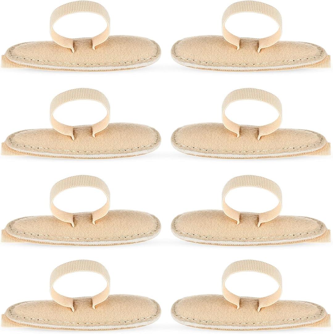 Woanger 8 Pcs Hammer Toe Crest Cushion Soft Straightener Buttress Pads Splint Reduces Pressure from Calluses and Hammer Toes, Medium, Right, Left(Single Hole,Beige)