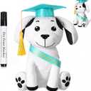 Zomiboo Graduation Dog Autograph Stuffed Animal 2026 Smooth Fabric Stuffed Toy with Congrats Grad Signature Dog Animal with Marking Pen Gold Tassels for Graduate Party Supplies(Green)