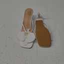 MakeMeChic Women's Open Toe Floral Kitten Heels Flower Summer Beach Sandals (6.5), White Solid 