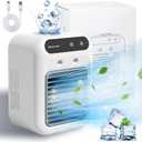 Mini Air Conditioners, 25W Rechargeable Portable AC Unit, Personal Cooling Fan with 2 Speeds & 2 Cool Air Spray, Small Room Air Conditioners for Bedroom, Office, Outdoor