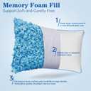 Cooling Bed Pillows for Sleeping Queen Size Set of 2, Double-Sided Memory Foam Cool Pillow with Zipper for Hot Sleepers, Cold Pillows for Side, Back or Stomach Sleepers (Shell)