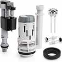 3 Inch Dual Flush Valve Replacement Kit for 2-Piece Toilets, Toilet Repair Kit Inside Tank with Fill Valve, Push Button, Gasket & Bolts, Fix Leaks, Running Toilet & Weak Flush, Water Saving
