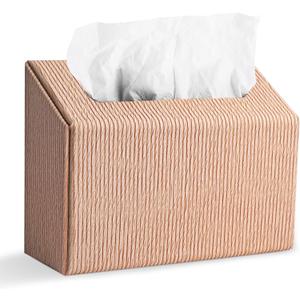 Leather Cover for Disposable Paper Hand Towel Box, Compatible with Kleenex Paper Hand Towel(Wood Apricot)