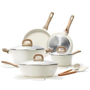 EWFEN 25 Pcs Pots and Pans Set, Nonstick Ceramic Cookware Sets, Healthy Non-Toxic, Large Capacity, Induction Compatible, Cooking Set with Frying Pans & Saucepans, PFAS/PTFE/PFOA Free, Classic Black