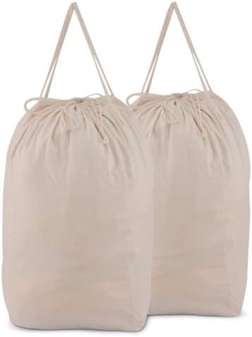 MCleanPin Washable Laundry Bags with Handles,140L Dirty Clothes Storage Bags for Laundry Hamper and Basket with Liner in College Dorm Travel, 2 Pack (Beige)