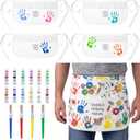 10 Set Father's Day Handprint Kit DIY Waist Half Apron with Acrylic Paints and Brushes Fathers Day Personalized Handprint Gifts Family Sign Keepsake for Grandpa Daddy Papa Birthday Gifts
