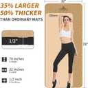 Hatha Yoga Extra Large Natural Cork Yoga Mat - 78" x 32" or 72" x 48", 1/2" Extra Thick Non-slip TPE Exercise Mat, Anti-tear Pilates Mat for Home, Gym, Hot Yoga, Stretching, Fitness & Workouts