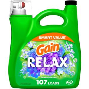 Gain Liquid Laundry Detergent, Relax, HE Compatible, 154 fl oz, 107 Loads