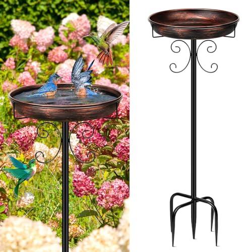 Daoeny 35In Metal Bird Bath for Outside, Vintage Freestanding Birdbaths & Birdfeeder, Bird Baths Feeder Bowl for Outdoors Garden Patio Yard Lawn Decor, Upgraded 5-Pronged Base (Antique Bronze)