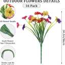 16 Bundles Artificial Flowers for Outdoors Fake Flowers Faux Plants for Indoor Outside Garden Porch Window Box Hanging Planters Home Farmhouse (4 Colors)