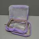 Wedama TSA Approved Toiletry Bag, 3 Pack Clear Makeup Bags with Handles, Quart Size PVC Clear Cosmetic Bags for Women and Men, Carry on Airport Airline Compliant Bag, Purple
