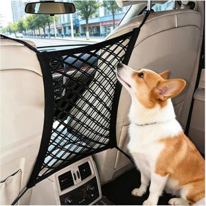 DYKESON Dog Car Net Barrier Pet Barrier with Car Mesh Organizer for Dog & Child, Safety Divider with Storage Pouch, Easy Install for Cars & SUVs