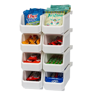 Plastic Containers for Organizing and Storage Bins for Closet, Kitchen, Office, Garage or Pantry Organization, Stackable Bins, Medium (11" x 5" x 5.5"), 8-Pack, White