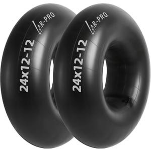 AR-PRO Relacement 24x12-12 Heavy-Duty Inner Tubes for ATV, Lawn Tractor, Mowers, Golf Cart, Snow Blowers, and More - With TR13 Straight Valve Stems - Made from Durable Butyl Rubber (2-Pack)