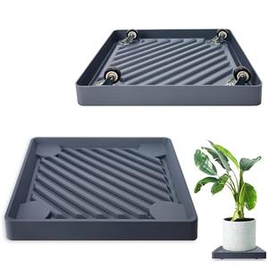 REDHUGO 2PCS Square Plant Caddy with Hidden Wheels, Heavy Duty Rolling Plant Stand Caddy with Wheels, Pot Base for Indoor Outdoor, Gray, 13 inches