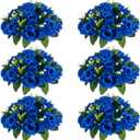 NUPTIO Flower Ball Arrangement Bouquet - 6 Pcs 9.5 inch Diameter Royal Blue Fake Flowers Roses Balls for Centerpieces Tables - Artificial Rose Arrangements for Wedding Centerpiece Table Decorations