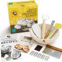 Superbaking 9' Round Banneton Bread Proofing Basket Gift Set Sourdough Starter Kit for Crusty Artisan Style Loaves, Includes Essential Bread Baking Supplies & Tools - Ideal Gift for Bakers