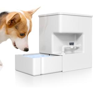 Automatic Pet Water Dispenser 8L Non-Gravity Waterer Algae-Free Avoid Dirty Water Backflow for Dogs and Cats Easy Top Fill Water Feeder Dog Cat Pets Water Bowls 2.11Gallon, White